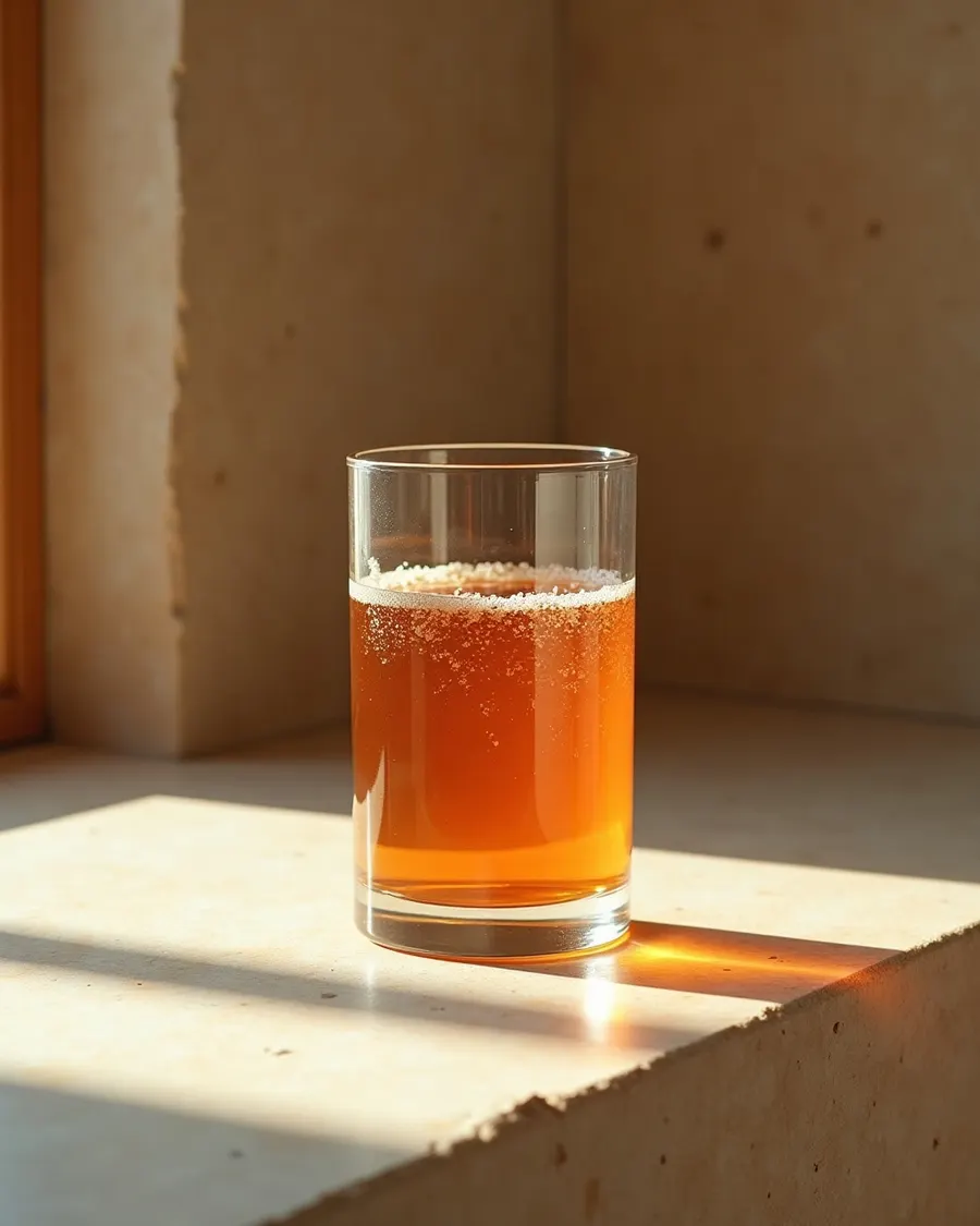 Glass of murky, rust colored untreated well water